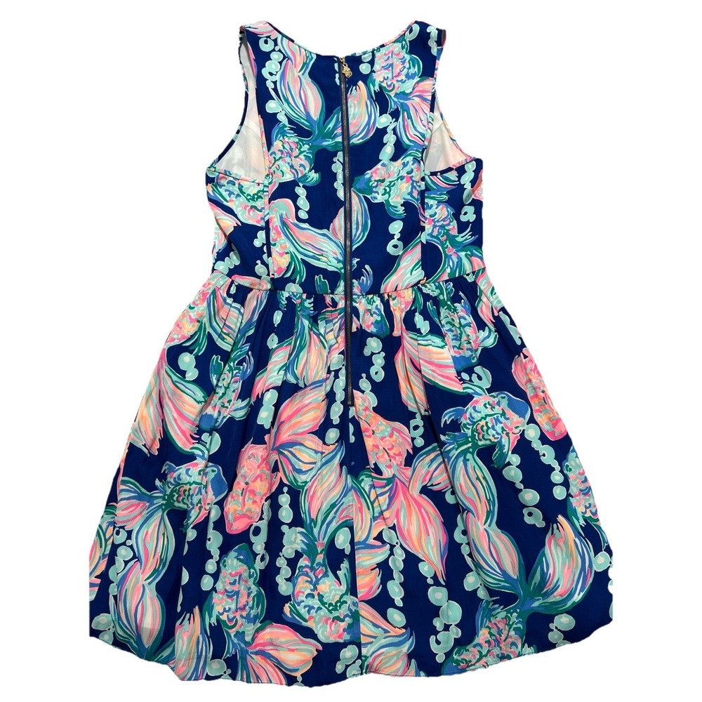 Lilly Pulitzer Women's 10 Going‎ Coastal Kassia Dress Pockets Fish Navy Pink - Picture 10 of 11
